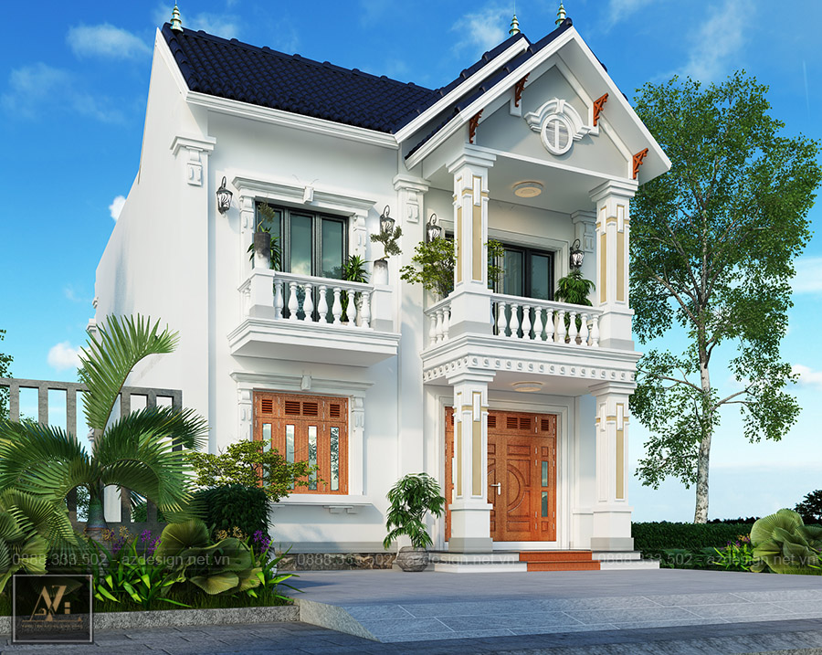 Thiết kế biệt thự 2 tầng mái thái đẹp tại Thanh Thủy – Phú Thọ