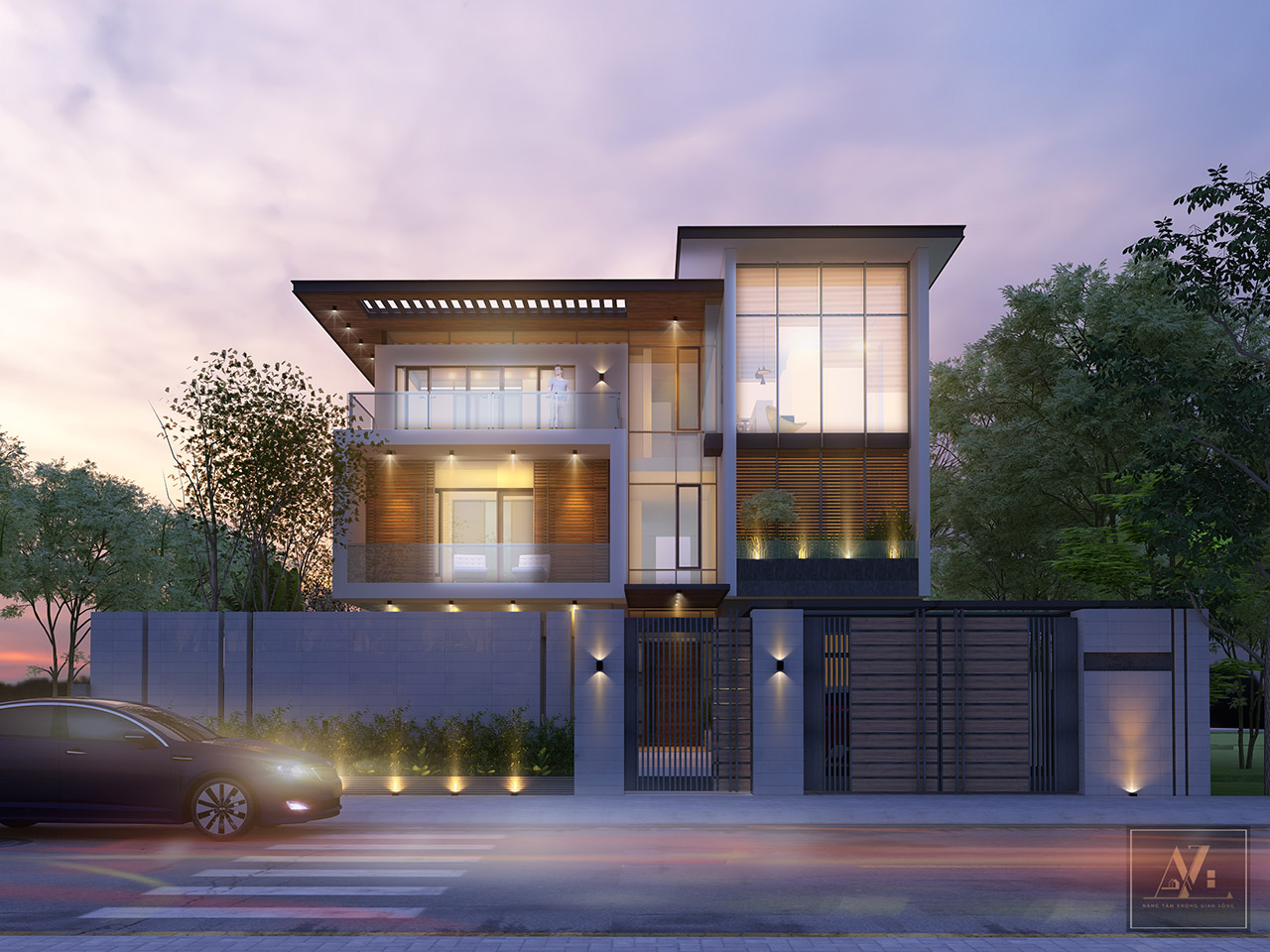 Thiết kế biệt thự Xuân Phương có hồ cá KOI đẹp