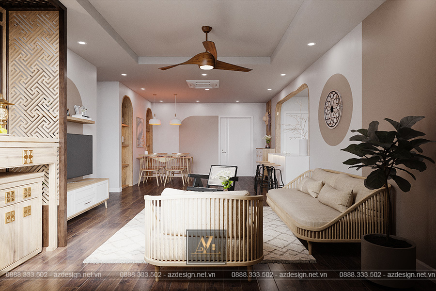 Mẫu Thiết Kế Nội Thất Khách Bếp Căn hộ Tera An Hưng