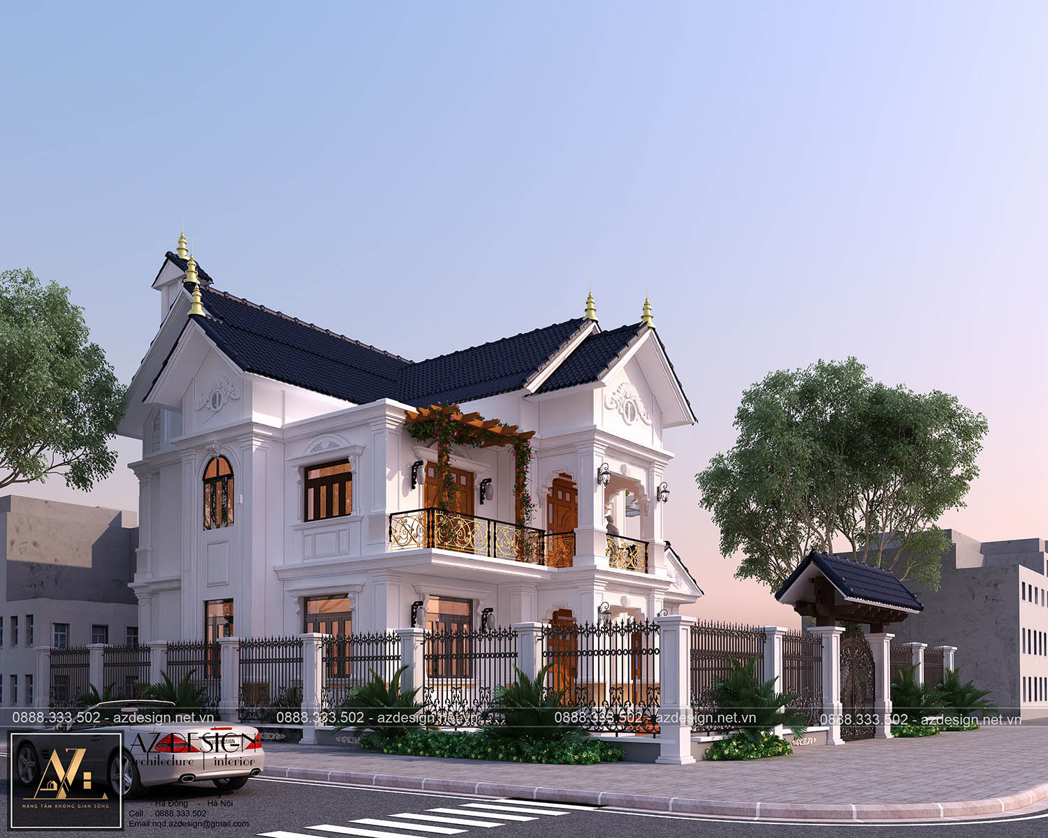 Thiết Kế Biệt Thự 2 Tầng Mái Thái Nhà Bác Kiên Tuyệt Đẹp