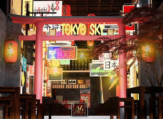 Thiết Kế Quán Cafe Phố Japan - Tokyo Sky Đậm Chất Riêng
