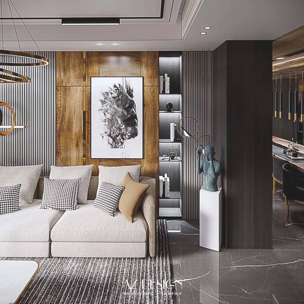Mẫu thiết kế nội thất căn hộ đập thông Luxury nhà chị Vân