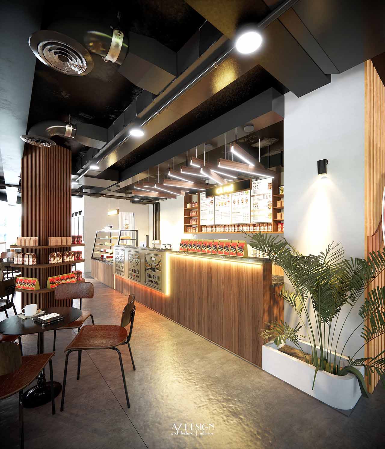 Thiết kế nội thất quán cafe Higland Coffee tại Hà Nội